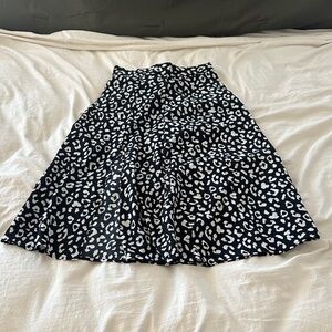 SHEIN Black and White Animal Print A-Line Skirt